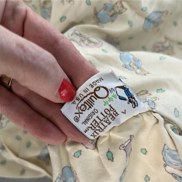 Quiltex Vintage Peter Rabbit Beatrix Potter Baby Pastel Quilt Blanket USA 1994 - Picture 7 of 8